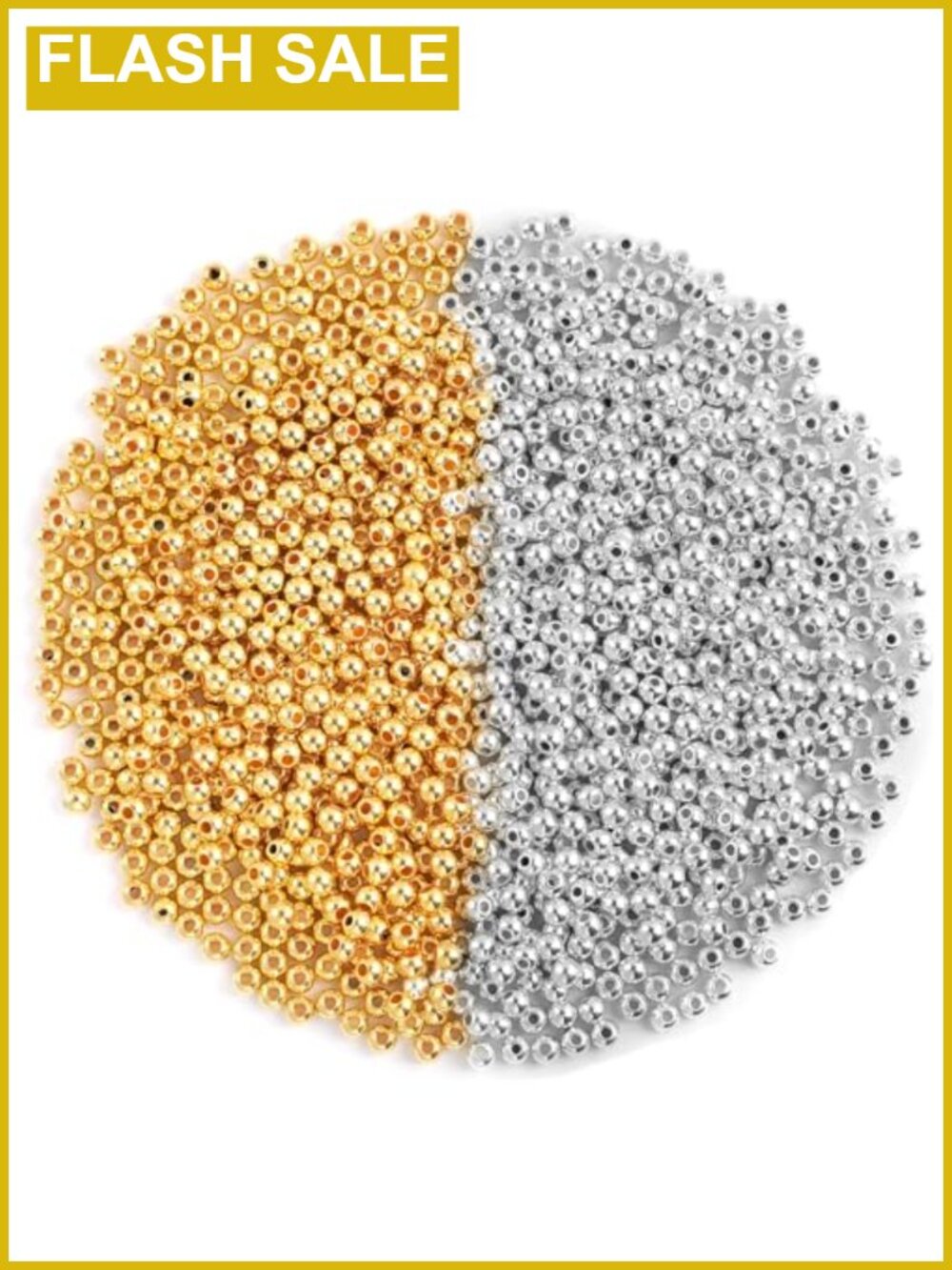 1200pcs 4mm Gold Silver Round Beads for DIY Bracelet Jewelry Making, Smooth &
